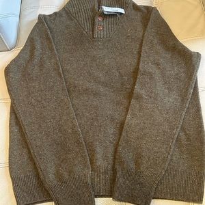 crew AD399 men's Rugged merino shawl-collar donegal sweater oatmeal L